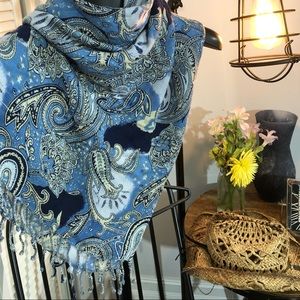 Blue paisley print scarf